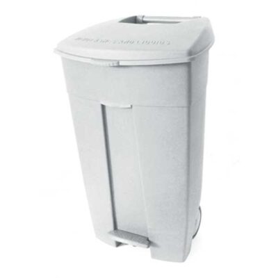 3269- 102534 Contenitore mobile bianco  a pedale in plastica 120 lt