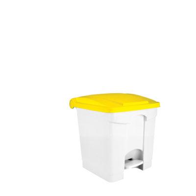 3291- 115356 Contenitore  bianco-giallo  a pedale in plastica 30 lt contitop
