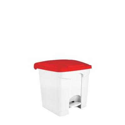 3292- 115357 Contenitore  bianco-rosso  a pedale in plastica 30 lt contitop