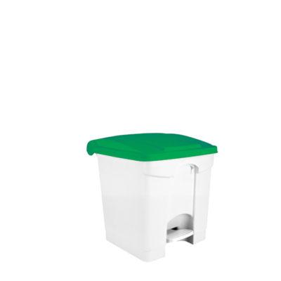 3293- 115358 Contenitore  bianco-verde  a pedale in plastica 30 lt contitop