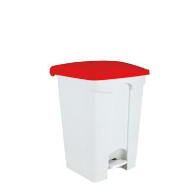 3297- 115457 Contenitore  bianco-rosso  a pedale in plastica 45 lt contitop