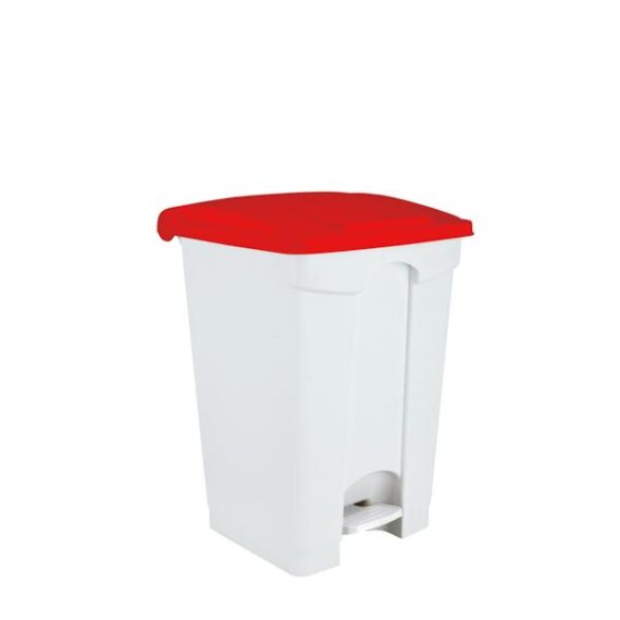 3297- 115457 Contenitore  bianco-rosso  a pedale in plastica 45 lt contitop
