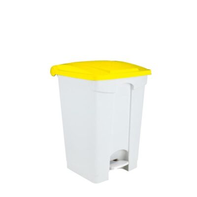 3296- 115456 Contenitore  bianco-giallo  a pedale in plastica 45 lt contitop