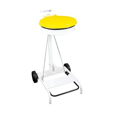 3235-601044 PORTASACCO MOBILE CON COPERCHIO E PEDALE CONTIMOBILE BIANCO GIALLO110LT