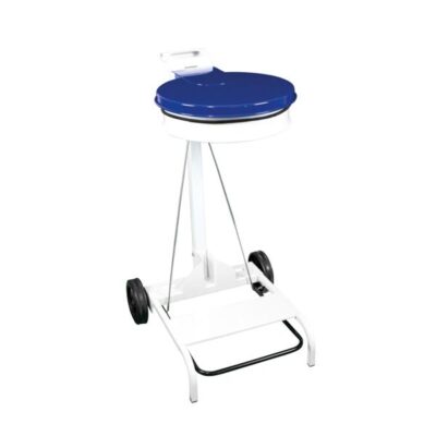 3236-601045 PORTASACCO MOBILE CON COPERCHIO E PEDALE CONTIMOBILE BIANCO BLU 110LT