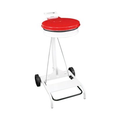 3237-601047 PORTASACCO MOBILE CON COPERCHIO E PEDALE CONTIMOBILE BIANCO ROSSO 110LT