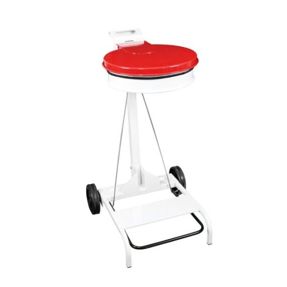 3237-601047 PORTASACCO MOBILE CON COPERCHIO E PEDALE CONTIMOBILE BIANCO ROSSO 110LT