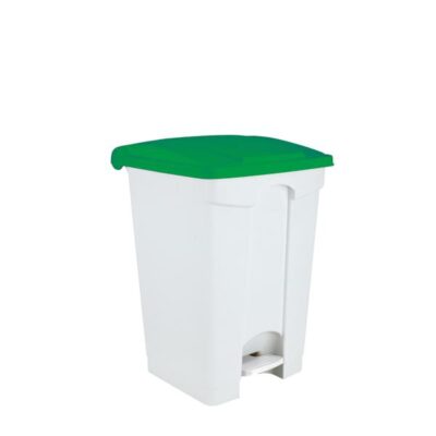 3303- 115758 Contenitore  bianco-verde a pedale in plastica 70 lt contitop