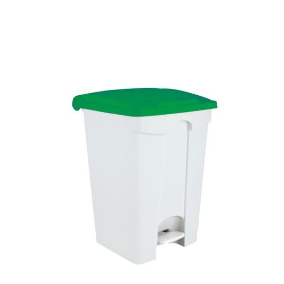 3303- 115758 Contenitore  bianco-verde a pedale in plastica 70 lt contitop