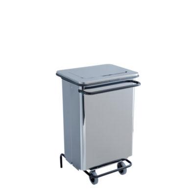 3215-790670 CONTENITORE MOBILE  CONTINOX A PEDALE 70 LT INOX BRILLANTE CON TUBOLARI IN INOX