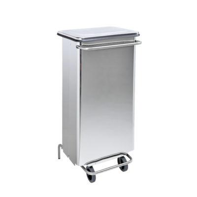 3219-790725 CONTENITORE MOBILE  CONTINOX A PEDALE INOX BRILLANTE 110LT CON PROFILI COLORATI PER LA RACCOLTA DIFFERENZIATA-BLU
