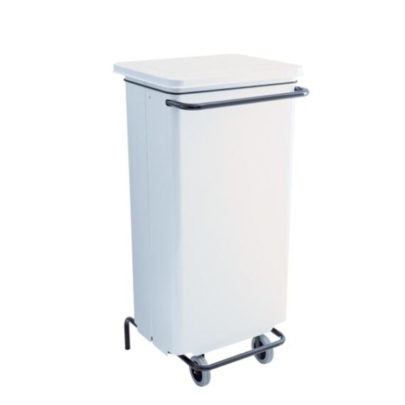 3223-791124 CONTENITORE MOBILE  CONTICOLOR A PEDALE INOX BIANCO 110LT