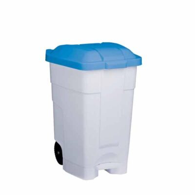 3276- 102545 Contenitore mobile bianco-blu a pedale in plastica 70 lt