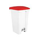 3288- 115598 Contenitore mobile bianco-rosso a pedale in plastica 90 lt contitop