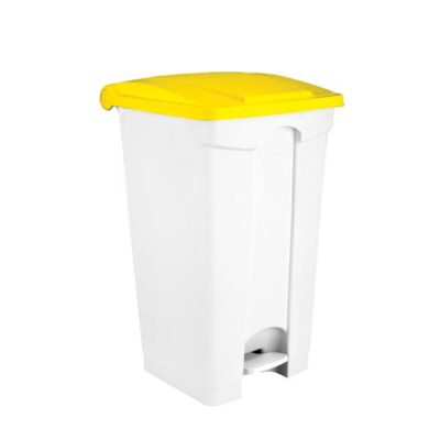3282- 115576 Contenitore mobile bianco-giallo a pedale in plastica 70 lt contitop