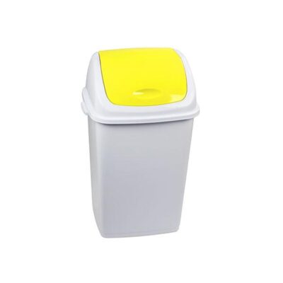 3324-906356 Pattumiera con basculante bianco-giallo 50 lt Rif