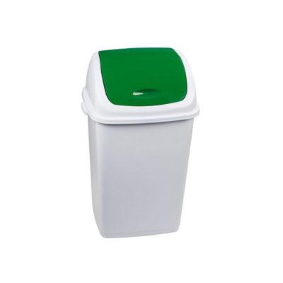 3326-906358 Pattumiera con basculante bianco-verde 50 lt Rif